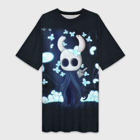 Платье-футболка 3D с принтом Hollow Knight бабочки в городе Новоалтайск,  |  | hollow knight | the knight | детская | для детей | игра | компьютерная игра | королевство | рыцарь | темный рыцарь | холлов кнайт | холов кнайт | экшен