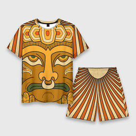 Мужской костюм с шортами 3D с принтом Polynesian tiki CALM в городе Новоалтайск,  |  | africa | bora bora | fiji | hawaii | island | nature | ocean | polynesia | samoa | tahiti | tiki | африка | гаваи | истукан | лето | орнамент | острова | пляж | полинезия | серфинг | тики | тропики | туризм | этнический