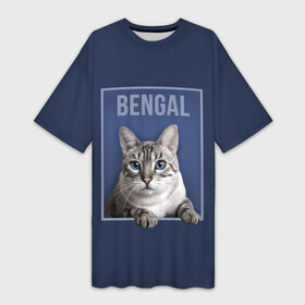 Платье-футболка 3D с принтом Снежный бенгал в городе Новоалтайск,  |  | bengal cat | бенгал | бенгальская кошка | бенгальский кот | бенгальский котенок | порода бенгал | снежный бенгал