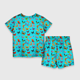 Детский костюм с шортами 3D с принтом Colorful butterflies в городе Новоалтайск,  |  | beautiful | blue | butterfly | green | insect | nature | pattern | pink | purple | rainbow | summer | wings | yellow | бабочки | желтый | зеленый | красивый | красочные | крылья | летний | насекомое | природа | радуга | розовый | синий | узор