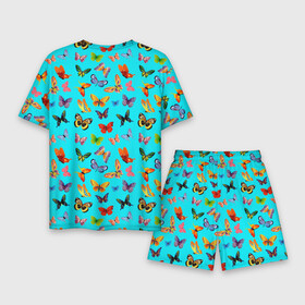 Мужской костюм с шортами 3D с принтом Colorful butterflies в городе Новоалтайск,  |  | beautiful | blue | butterfly | green | insect | nature | pattern | pink | purple | rainbow | summer | wings | yellow | бабочки | желтый | зеленый | красивый | красочные | крылья | летний | насекомое | природа | радуга | розовый | синий | узор