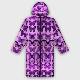 Дождевик унисекс 3D с принтом Purple butterflies в городе Новоалтайск,  |  | background | beautiful | colorful | insect | pattern | wings | бабочки | красивый | красочные | крылья | насекомое | узор | фиолетовый | фон