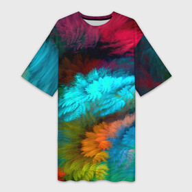 Платье-футболка 3D с принтом Colorful Explosion в городе Новоалтайск,  |  | abstract | bright | colorful | colors | explosion | graphics | paints | pattern | rainbow | smoke | splashes | абстракт | абстракция | брызги | взрыв | графика | дымка | кляксы | краски | паттерн | радуга | разноцветный | узоры | цвета | яркий