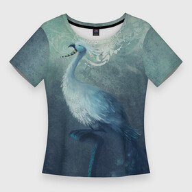 Женская футболка 3D Slim с принтом Beautiful Peacock в городе Новоалтайск,  |  | Тематика изображения на принте: art | artwork | birds | feathers | lone bird | minimalism | night | pattern | peacock | texture | арт | минимализм | ночь | одинокая птица | павлин | перья | птицы | текстура