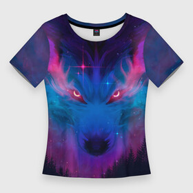 Женская футболка 3D Slim с принтом Mystical wolf в городе Новоалтайск,  |  | волк | звери | лес | мистический волк | природа