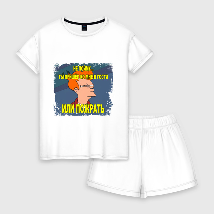 Женская пижама с шортиками хлопок В гости или пожрать фото