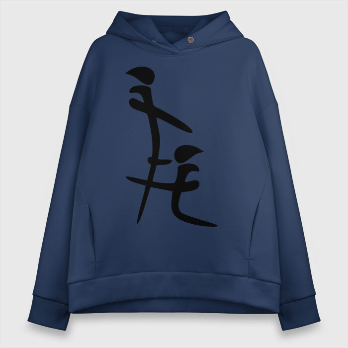 Женское худи Oversize хлопок иероглиф blow job фото