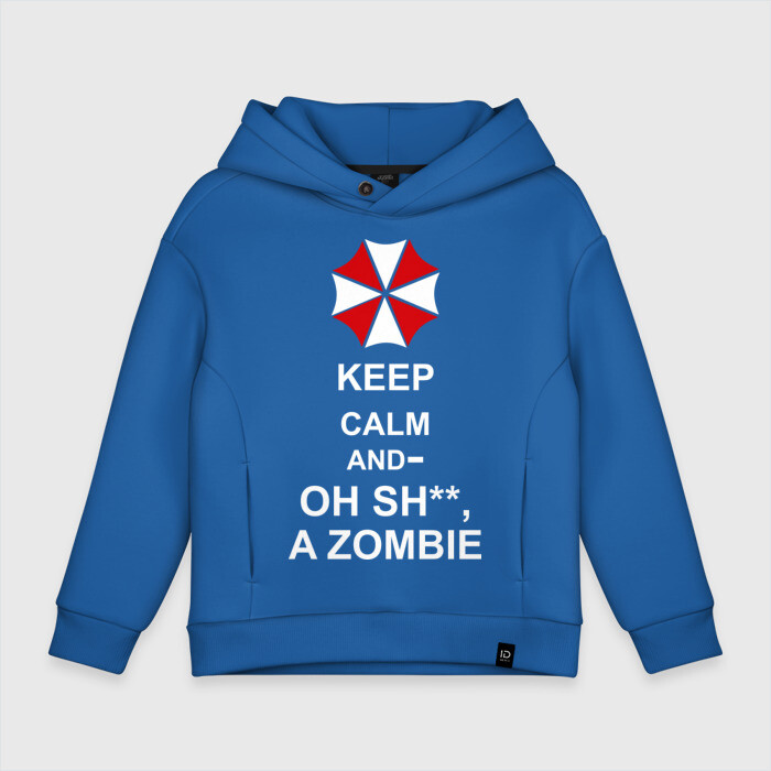 Детское худи Oversize хлопок Keep calm and oh sh**, a zombie фото