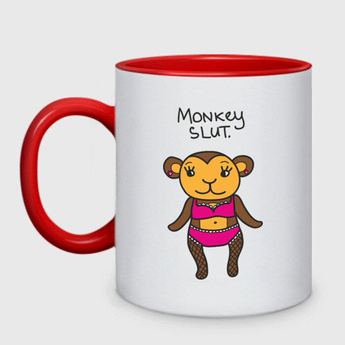 Кружка двухцветная Monkey slut фото