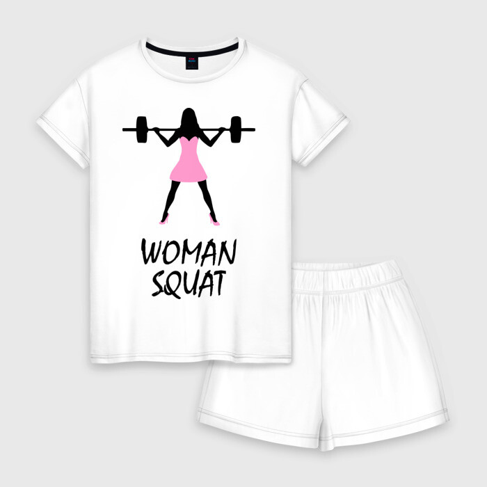 Женская пижама с шортиками хлопок Женский присед фото