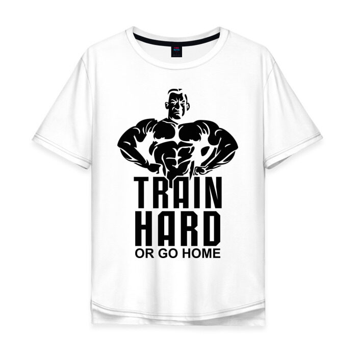 Мужская футболка хлопок Oversize Train hard or go home фото