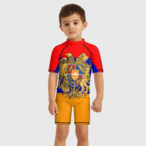 Детский купальный костюм 3D Герб и флаг Армении фото