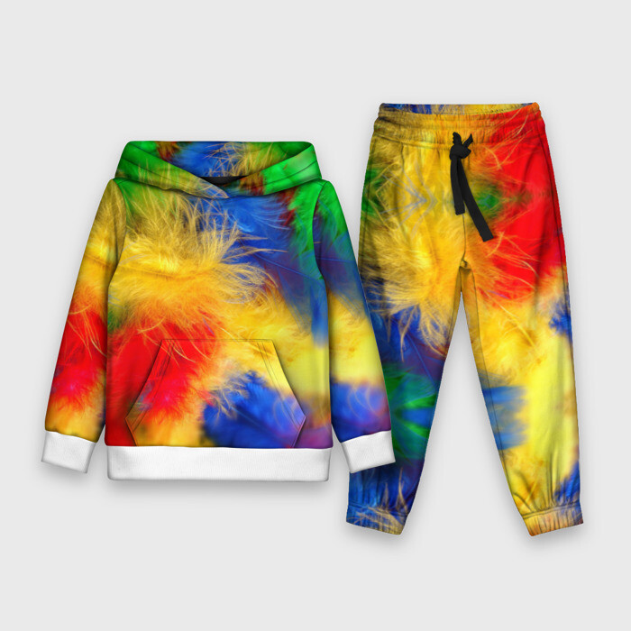 Детский костюм 3D (с толстовкой) Цветные перья фото