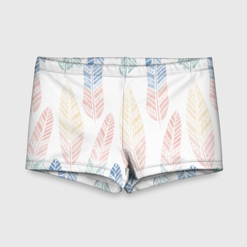 Детские купальные плавки 3D Разноцветные перья фото