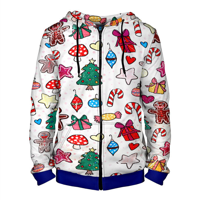 Мужская толстовка 3D на молнии Рождество фото