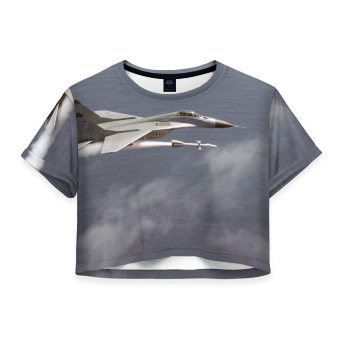 Женская футболка 3D укороченная Атака МиГ-29 фото