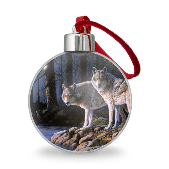 Ёлочный шар Волки, картина маслом фото