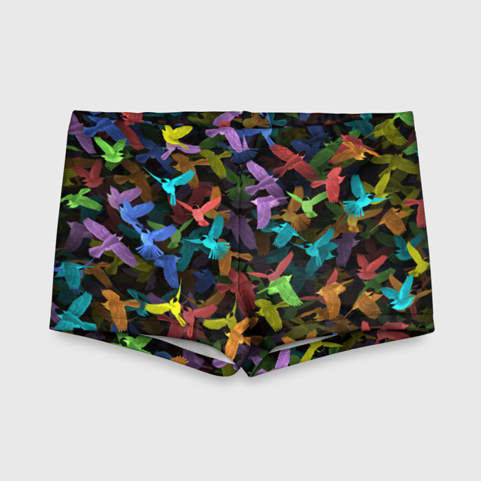 Детские купальные плавки 3D Разноцветные птички фото