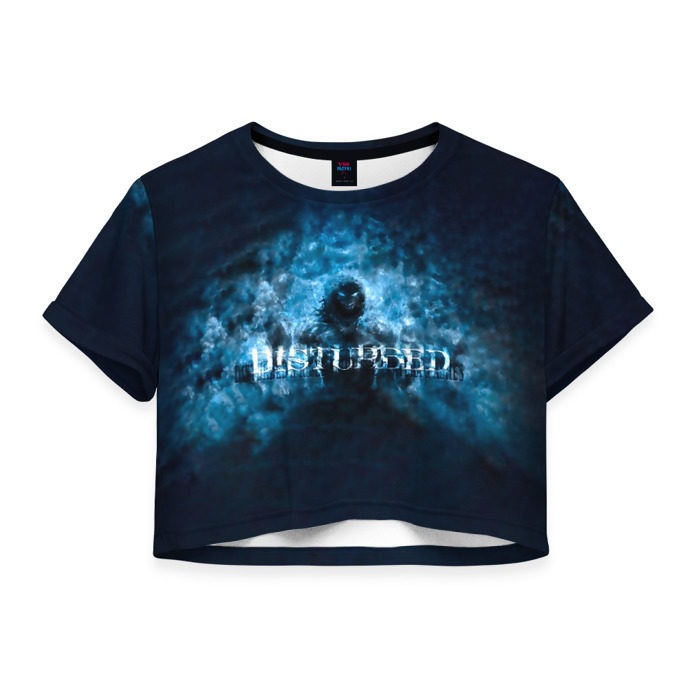 Женская футболка 3D укороченная Демон Disturbed фото
