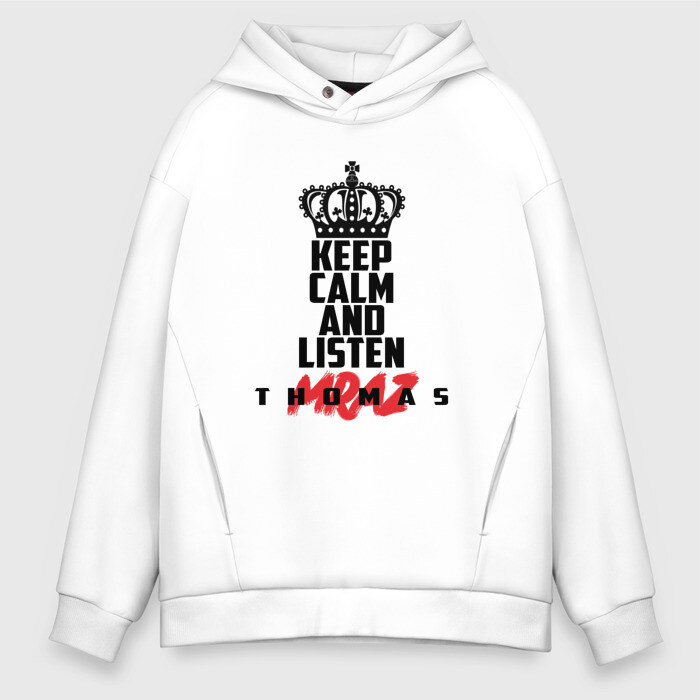 Мужское худи Oversize хлопок Keep calm and listen T Mraz фото