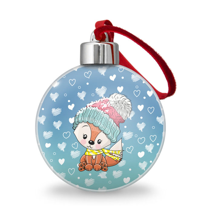 Ёлочный шар Лисичка и сердечки фото