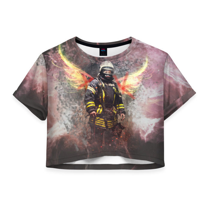 Женская футболка 3D укороченная Пожарный фото