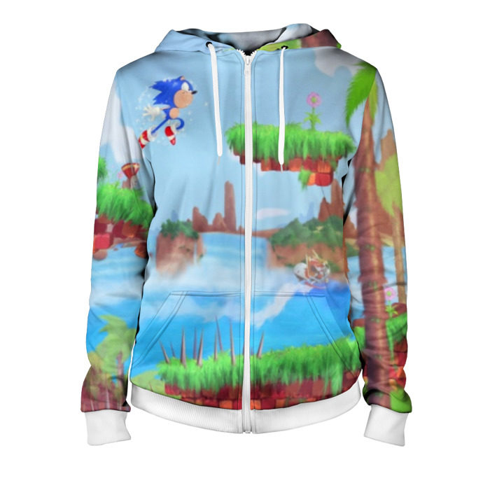 Женская толстовка 3D на молнии Sonic фото