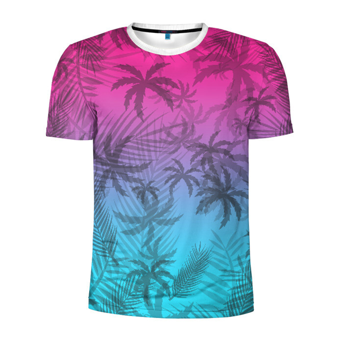 Мужская футболка 3D спортивная РЕТРО ПАЛЬМЫ фото