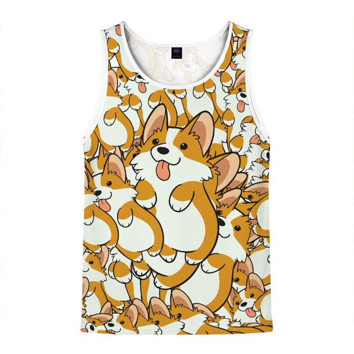 Мужская майка 3D Корги фото