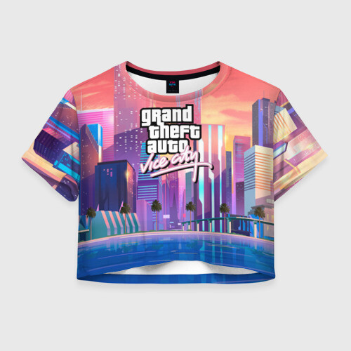 Женская футболка Crop-top 3D Vice city фото