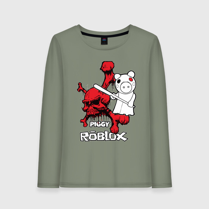 Женский лонгслив хлопок Свинка Пигги из Roblox фото