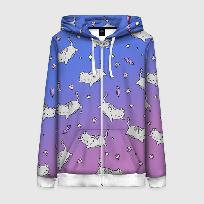 Женская толстовка 3D на молнии АНИМЕ КОТИКИ фото