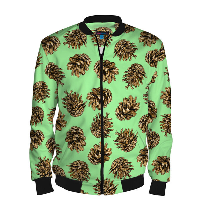 Мужской бомбер 3D Еловые шишки фото