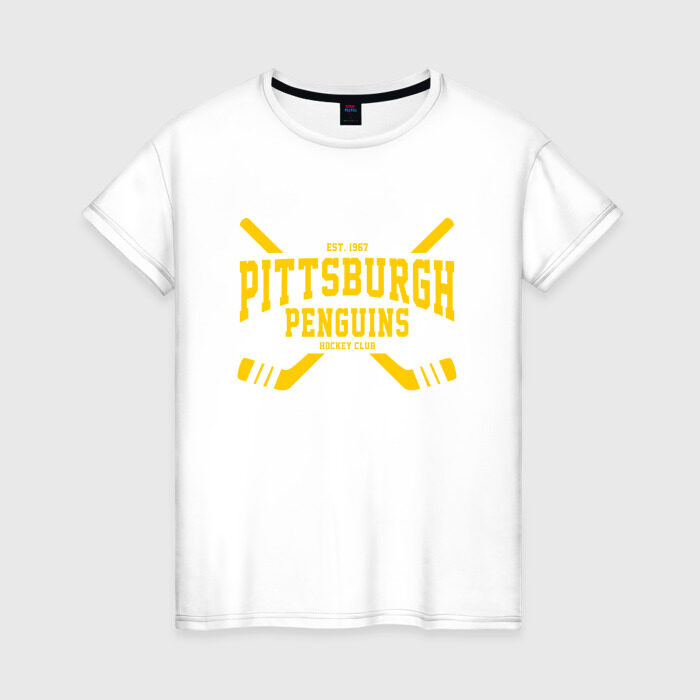 Женская футболка хлопок Питтсбург Пингвинз фото