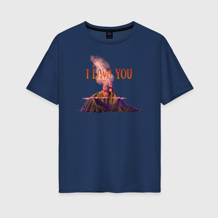 Женская футболка хлопок Oversize I lava you фото