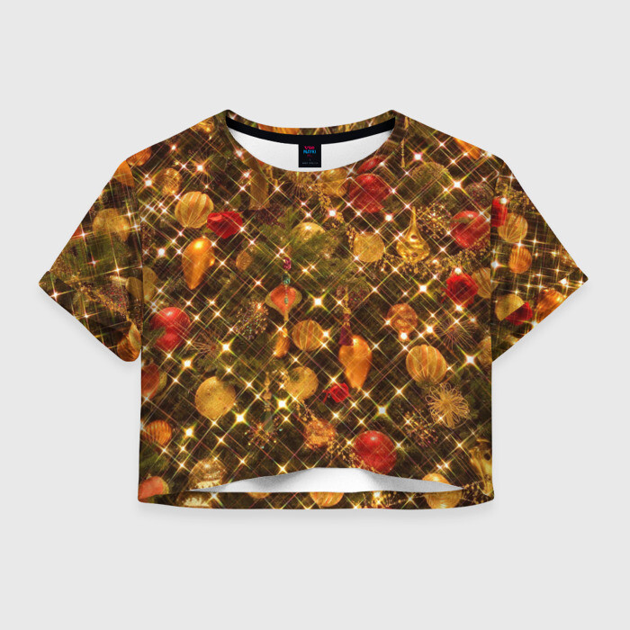 Женская футболка Crop-top 3D Новый Год фото