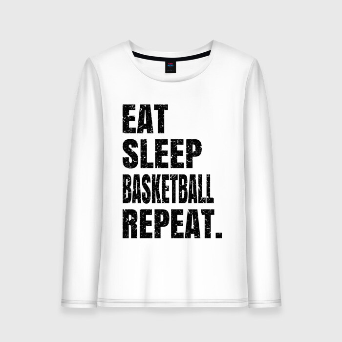Женский лонгслив хлопок EAT SLEEP BASKETBALL REPEAT фото