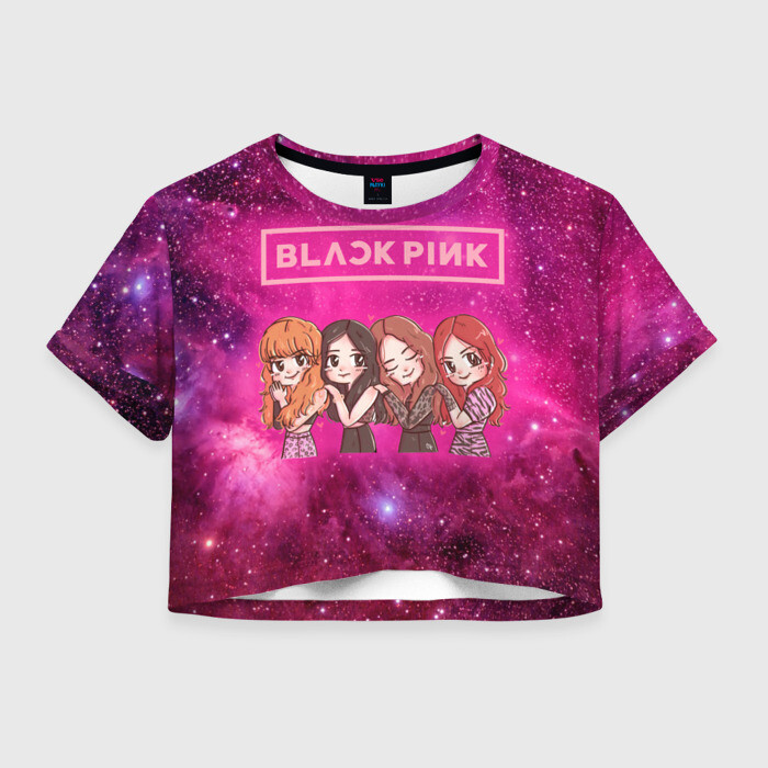 Женская футболка Crop-top 3D Black Pink фото