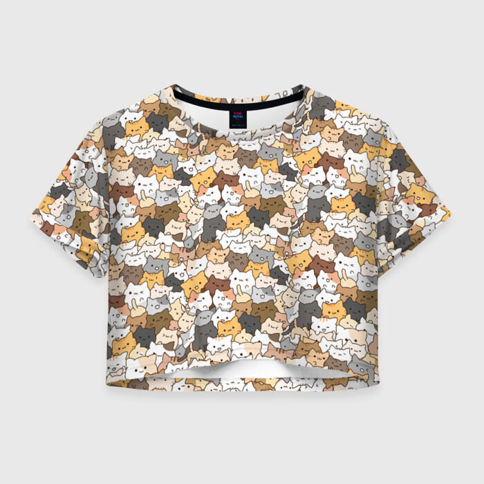 Женская футболка Crop-top 3D Котики муркотики фото