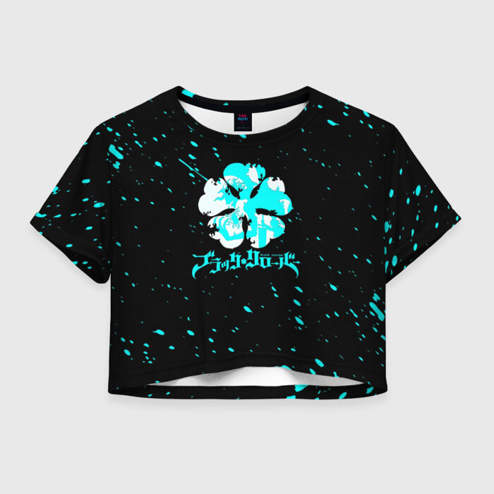 Женская футболка Crop-top 3D Черный клевер фото