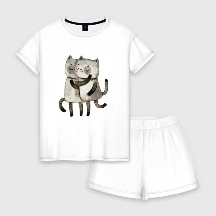 Женская пижама с шортиками хлопок Парочка фото