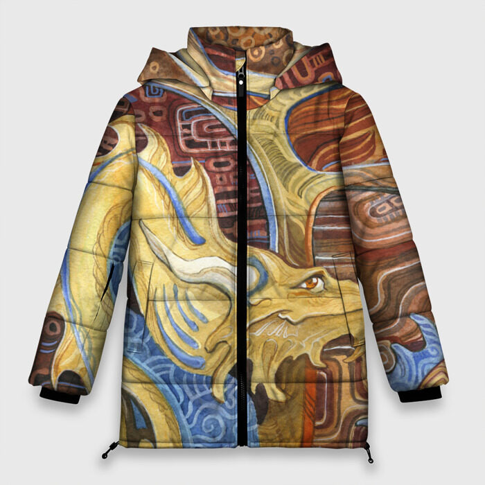 Женская зимняя куртка Oversize узорчатый дракон фото