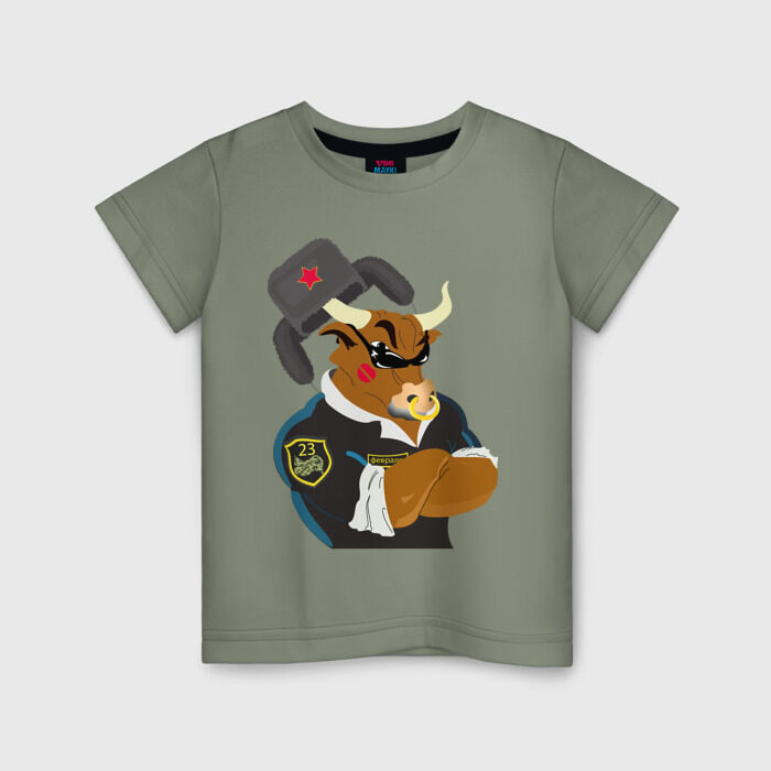 Детская футболка хлопок бык защитник фото