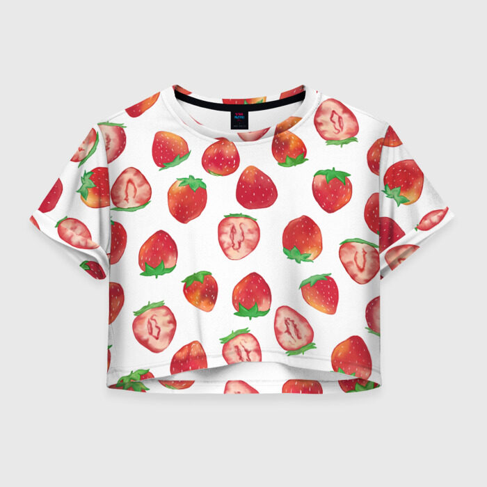 Женская футболка Crop-top 3D Клубничка фото