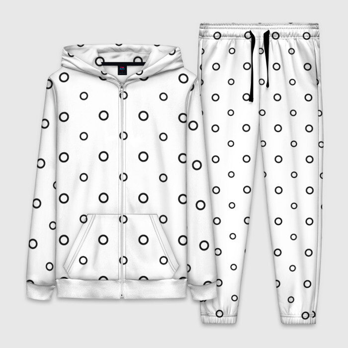 Женский костюм 3D Черно белый узор в горошек. фото