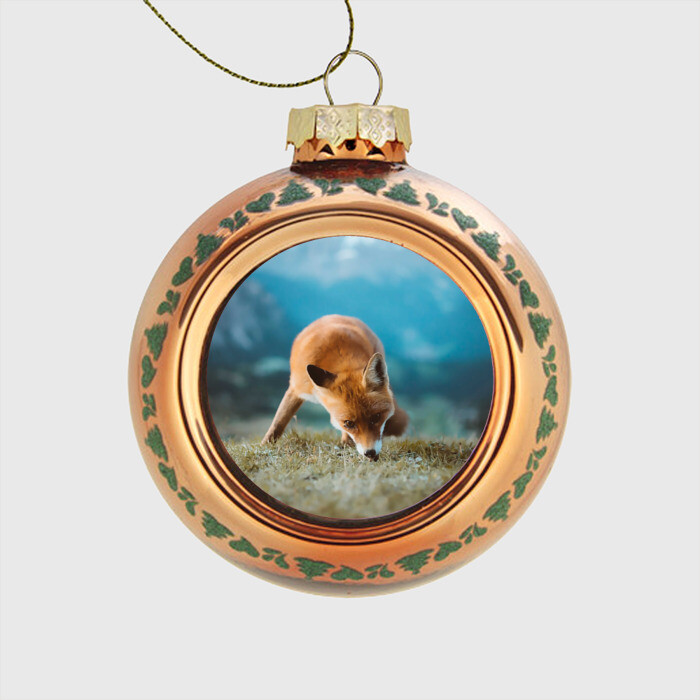 Стеклянный ёлочный шар Милая лисичка фото