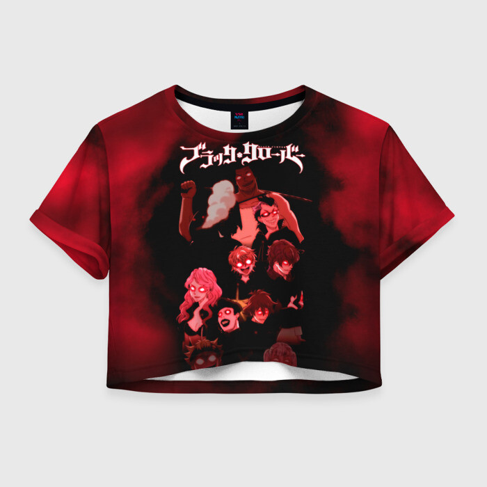 Женская футболка Crop-top 3D Черные быки демонические глаза фото