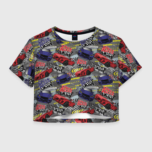 Женская футболка Crop-top 3D Гоночная машина фото