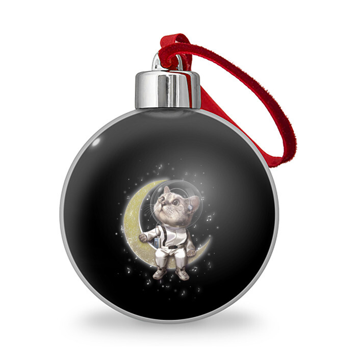 Ёлочный шар КОТИК НА ЛУНЕ фото