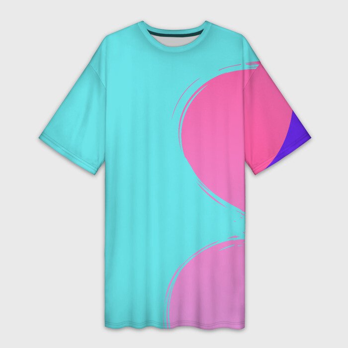Платье-футболка 3D Розово голубой градиент фото